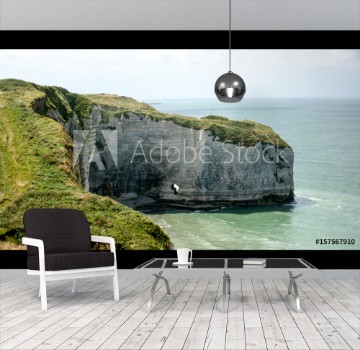 Picture of Famous Elephant Cliffs the Manneporte Arch Near Etratat Normandy France